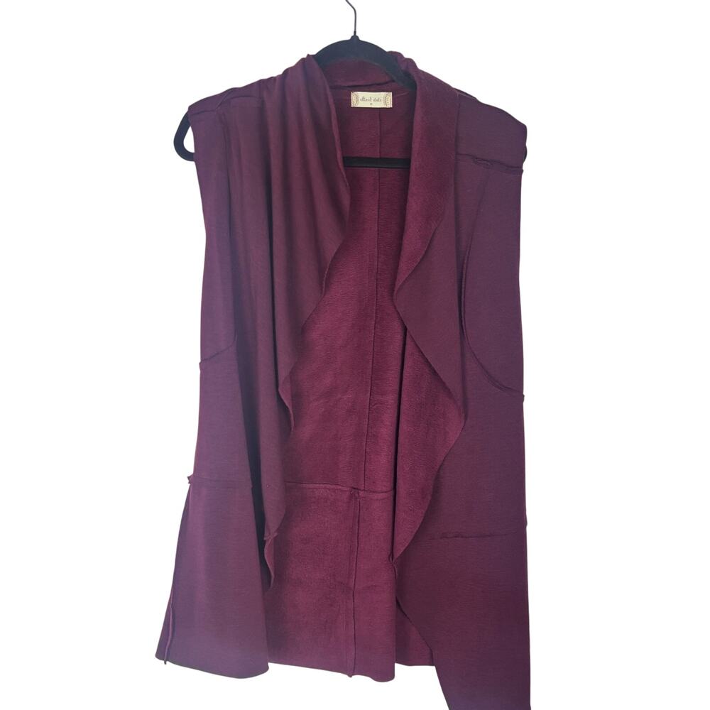 Altard State Fleece Vest Women’s M | Open Front Burgundy Drape Pockets Cozy